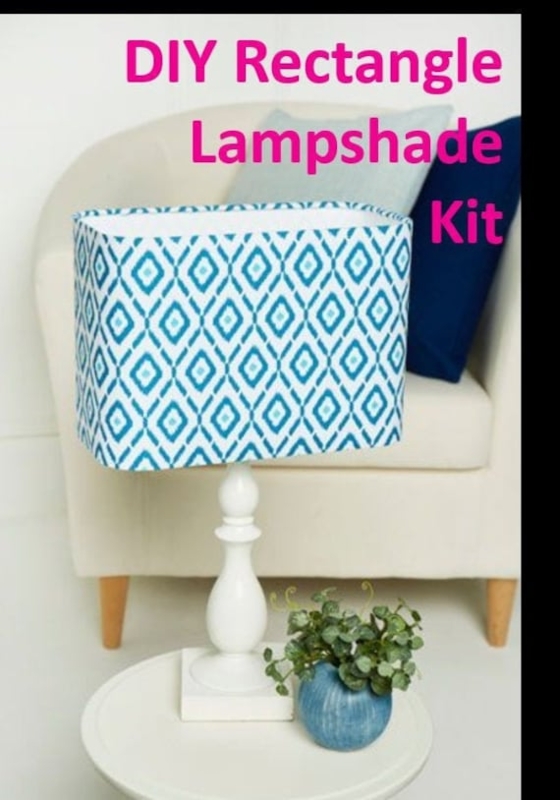 Blue Botanical Print Rectangular Lampshade Coastal Traditional