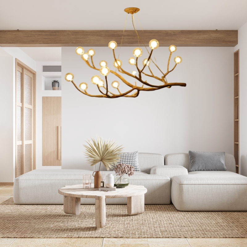 Branch Chandelier, Asymmetrical Design, Nordic Tree Branch Lighting