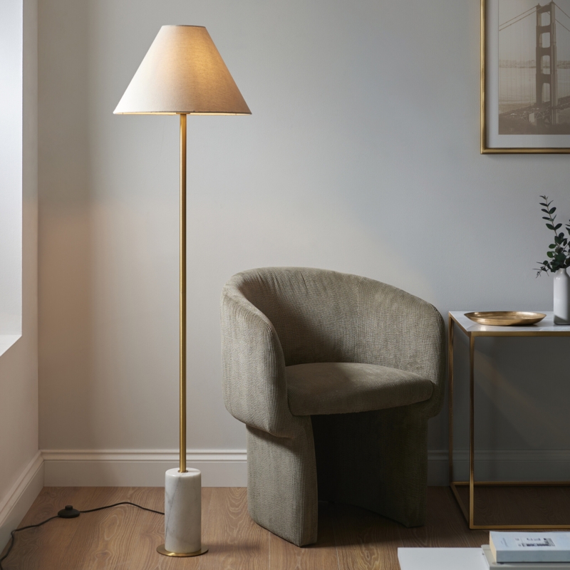 Brass Dome Floor Lamp with Marble Base