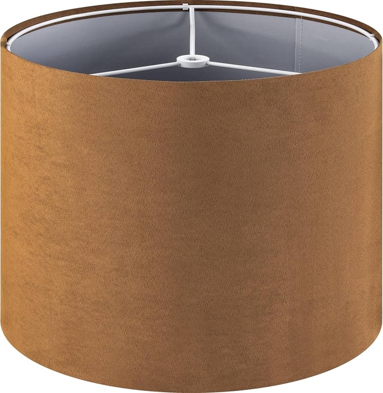 Brown Drum Lamp Shade, Velveteen Texture, Rustic Vintage Style