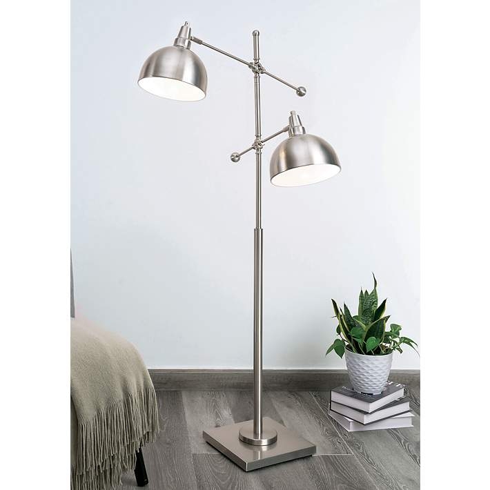 Brushed Nickel Floor Lamp with Staggered Heights and Loop Accent