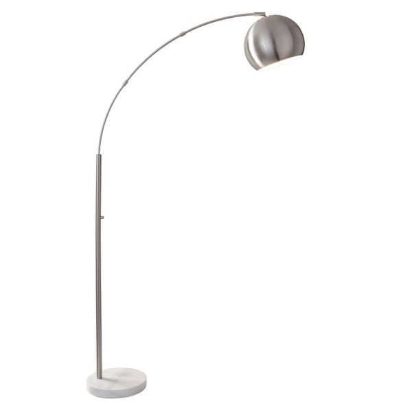 Brushed Steel Arc Floor Lamp, Five Slender Arms, Multi-Head Design