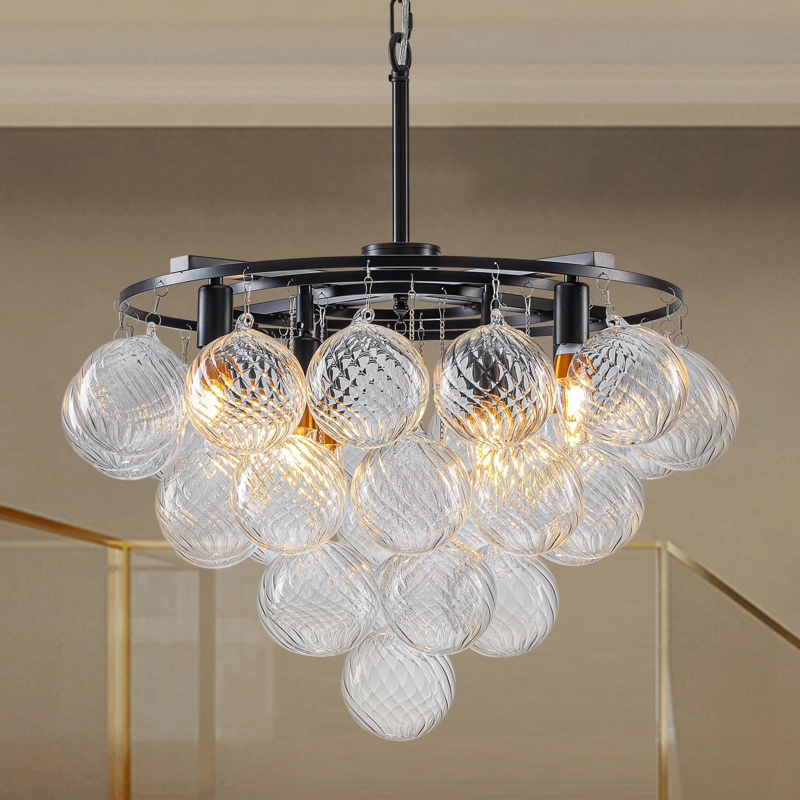 Bubble Chandelier featuring Swirled Glass in Inverted Triangle Silhouette