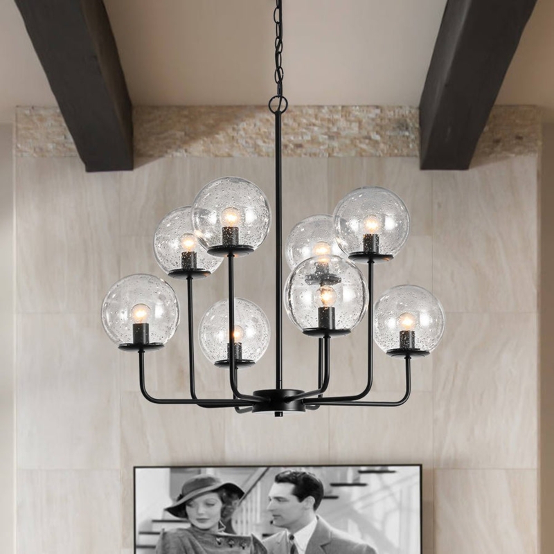 Bubble Chandelier Tiered Seeded Glass Globes Glam Fixture