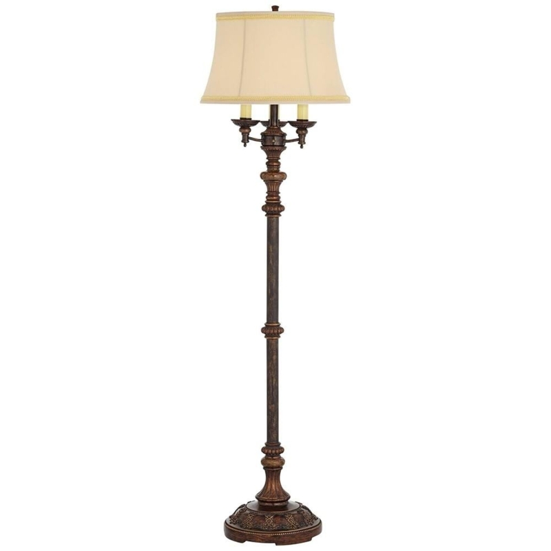 Candelabra Floor Lamp Turned Pedestal Base Antique Bronze Finish