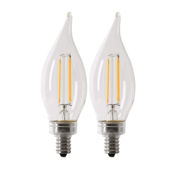 Candelabra Light Bulb Clear Glass Candle Shape Warm White Dimmable