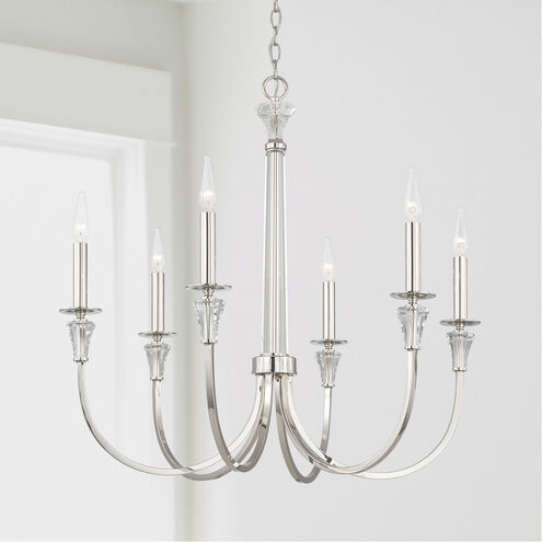 Capital Lighting 441861PN Laurent 6 Light 30 inch Polished Nickel Chandelier  Ceiling Light