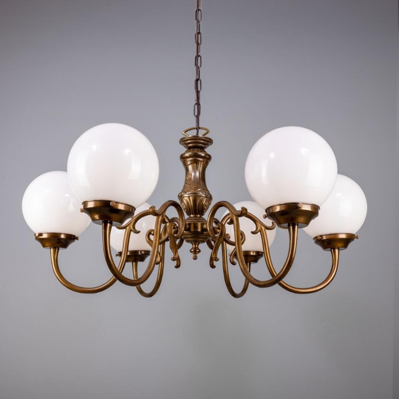 Carnew Traditional Chandelier with Opal Glass Globes, Six-Arm | Mullan  Lighting