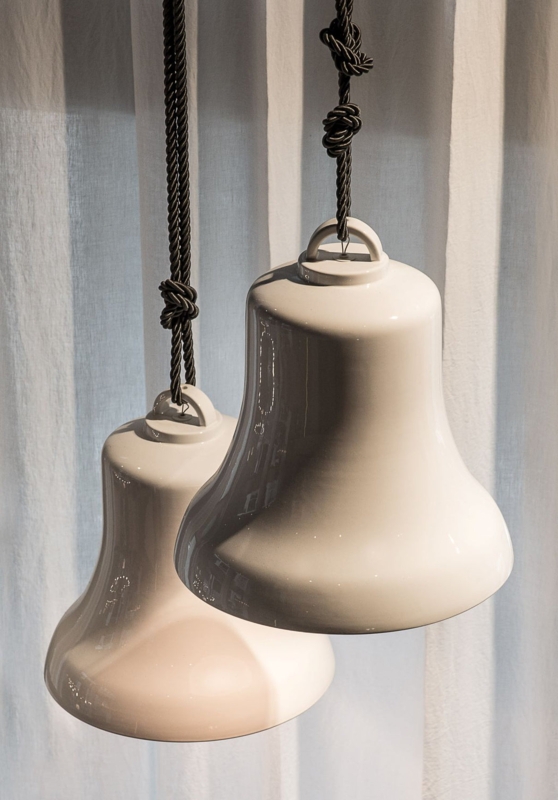 Ceramic bell-shaped pendant light from Italy  italian-lighting-center