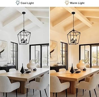 Chandelier, 4-Light Industrial Geometric Lantern Cage