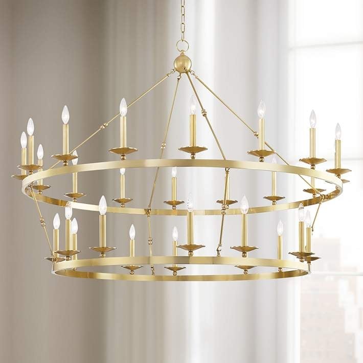 Chandelier, 58-Inch 28-Light Aged Brass, Large Brass Chandelier