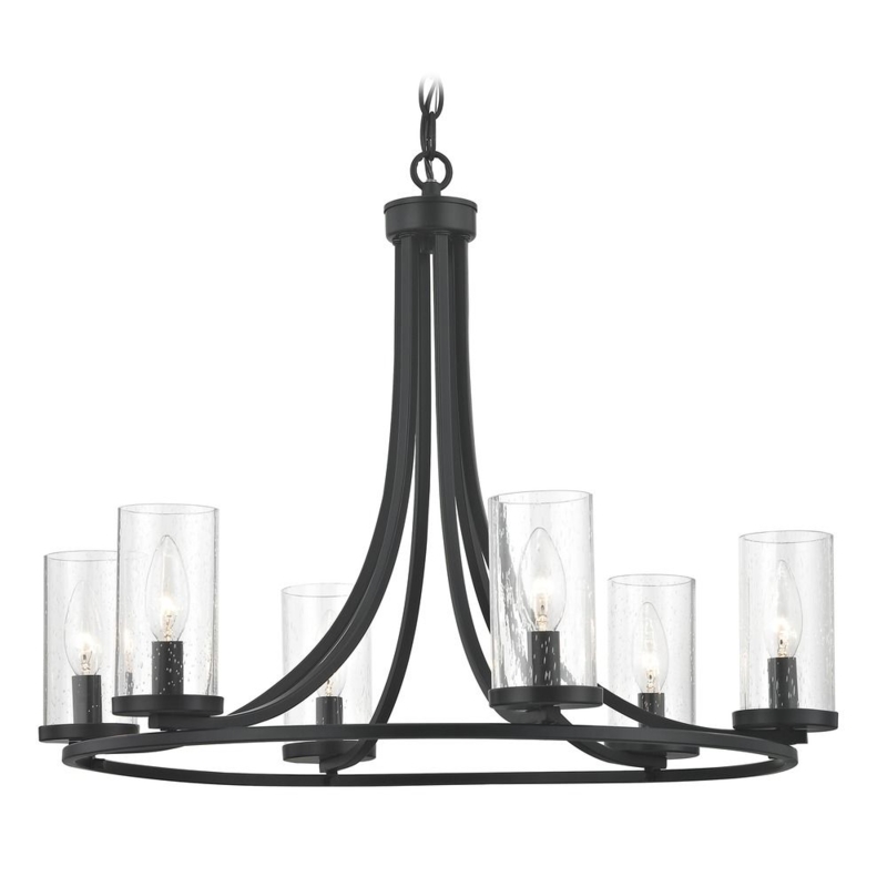 Chandelier 6-Light Satin White Globes Curved Steel Frame Mid Century