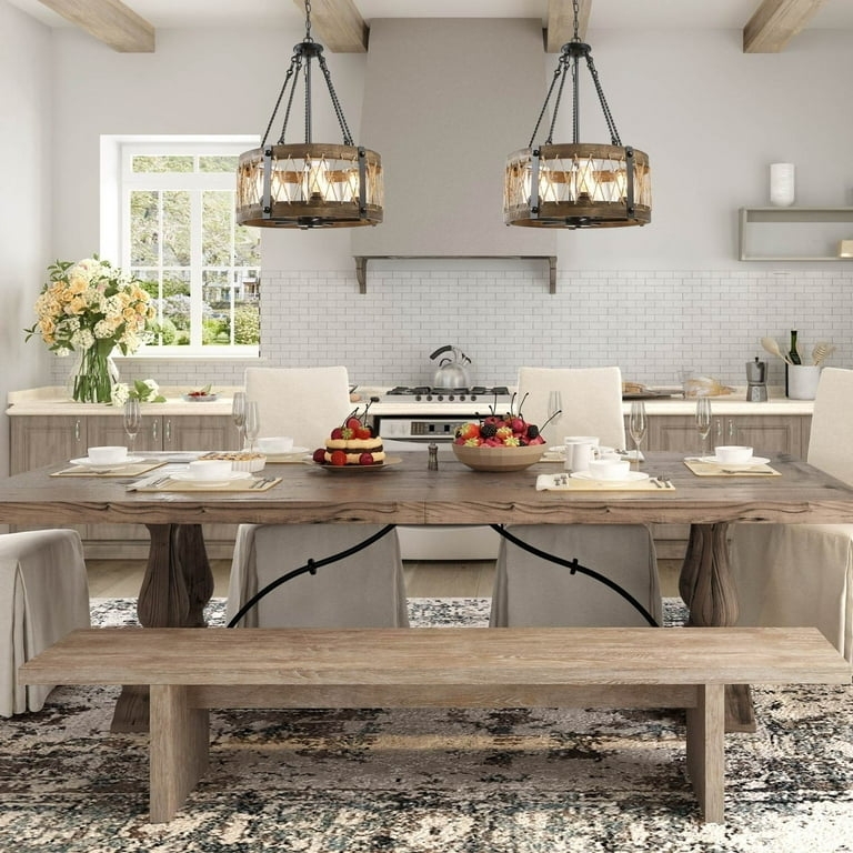 Chandelier 6-Light Whitewashed Wood Arms Curved French Country Style