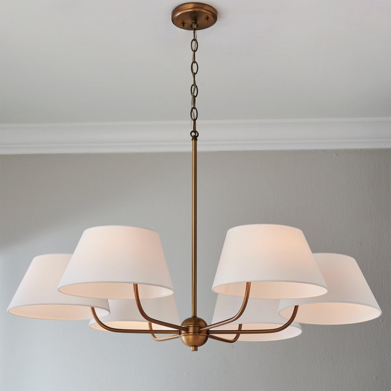 Chandelier Aged Brass Circular Silhouette Candle Style Lighting