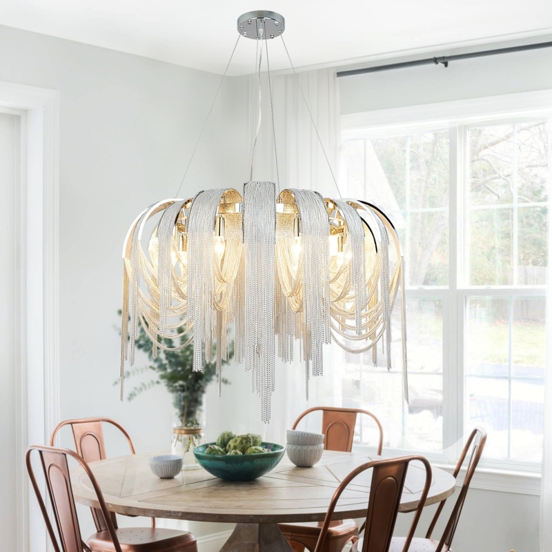 Chandelier Aluminum Chain Tiers Oversized Circular Gold Frame