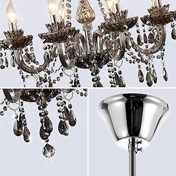 Chandelier Antique Metal Frame Faceted Pendants 6 Light Transitional Glam