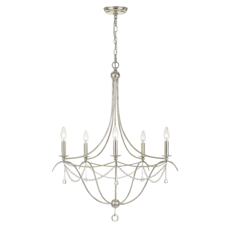 Chandelier: Antique Silver Tiered with Concentric Hoops