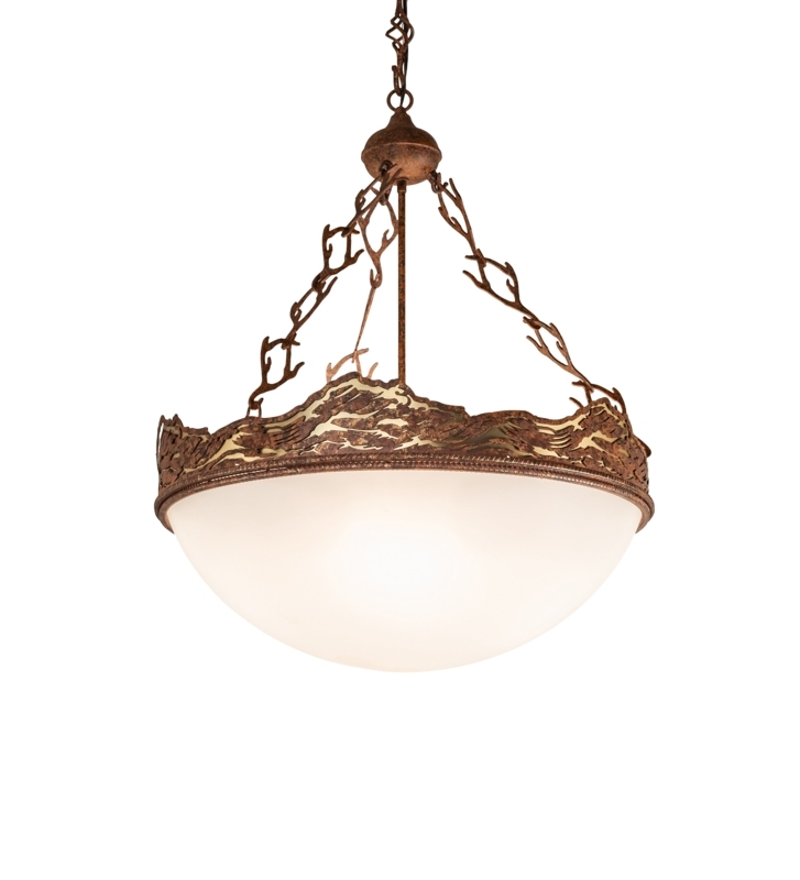 Chandelier Antler Motif Orb Silhouette Wood Toned Rustic Lodge Lighting