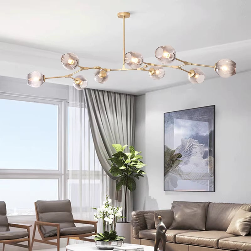 Chandelier Black and Gold Sputnik Style Multi-Light Fixture