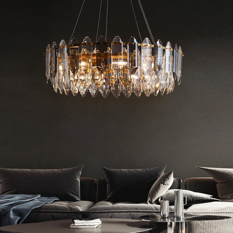 Chandelier Black Hoop Frame Clear Glass Globe Shades Mid-Century Style