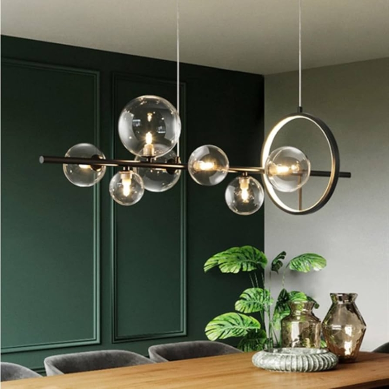 Chandelier Black Sputnik Bubble Glass Lampshades Nordic Style