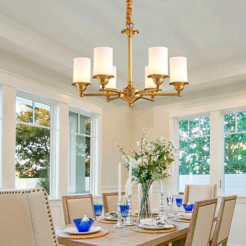 Chandelier Branching Structure with Four White Glass Globes