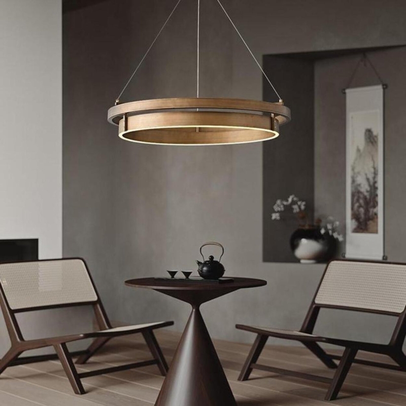 Chandelier Brushed Brass Ultra Slim Ring LED Minimalist Halo Light