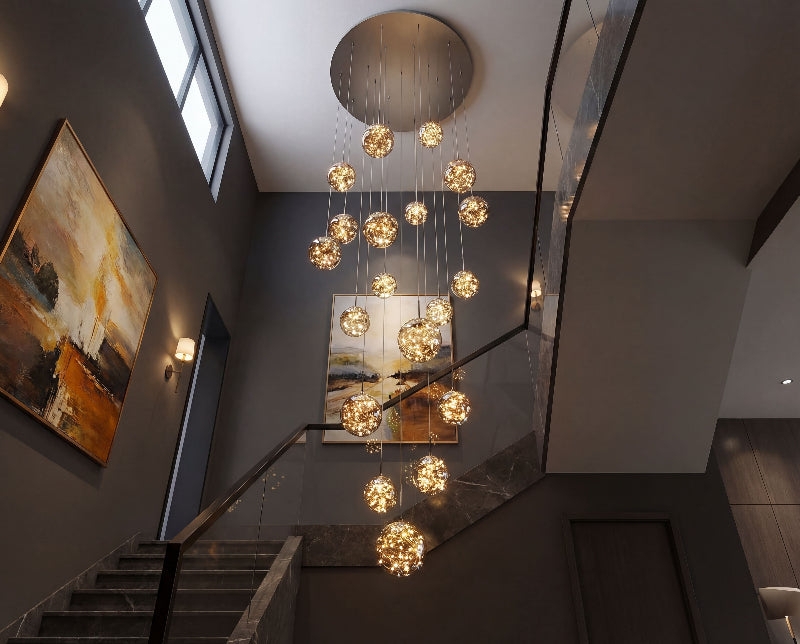 Chandelier Bubble Glass Cascading Silhouette Sculptural Form