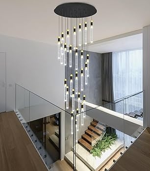 Chandelier Bubbled Crystal Cylindrical Staggered Pendant Light
