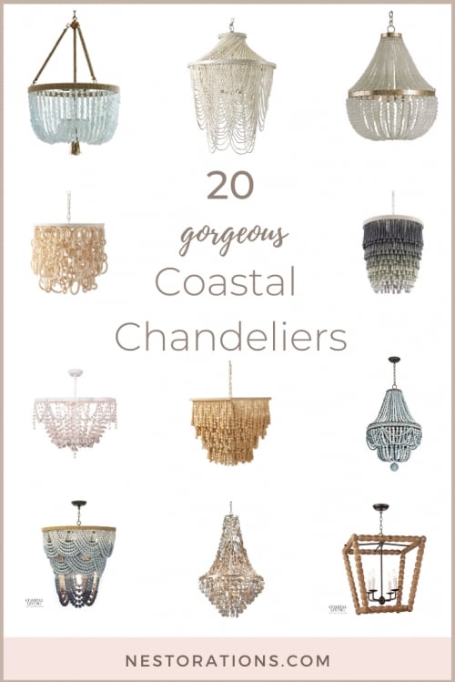 Chandelier Cascading Natural Shell Strands Grand Coastal Lighting