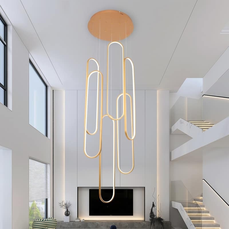 Chandelier Cascading Spiral Silhouette Gold Integrated LED Tiered