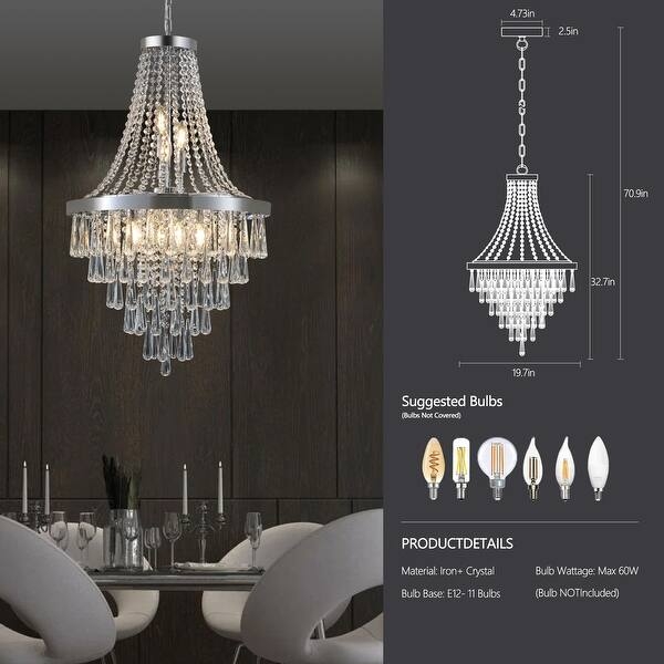 Chandelier Chrome Sputnik Starburst with Faceted Crystal Prisms
