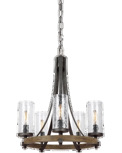 Chandelier Distressed Gray Three Tier Curved Scrolled Arms French Country