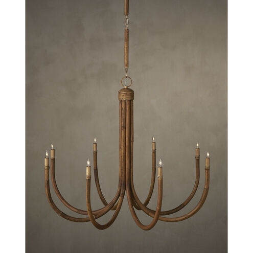 Chandelier Drum Silhouette Saddle Tan Straps Exposed Bulbs Matte