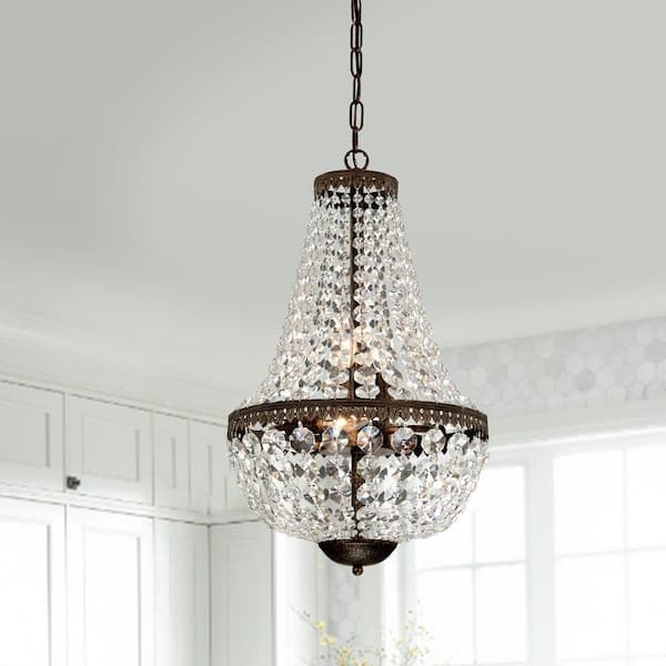 Chandelier Empire Silhouette Antique Bronze Tiered Crystal Glam