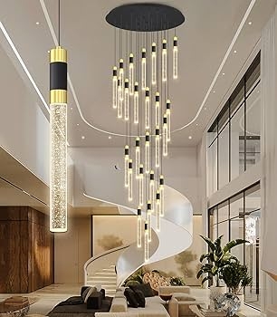 Chandelier Extra Long Cylinder Multi Light Entryway Fixture