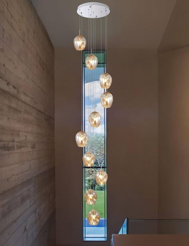 Chandelier Extra Long Drop Spiral Silhouette Raindrop Design Foyer