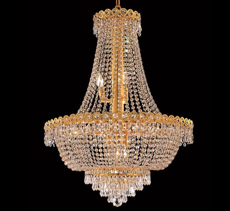 Chandelier Faceted Prisms Multi-Tiered Traditional Gold Candelabra