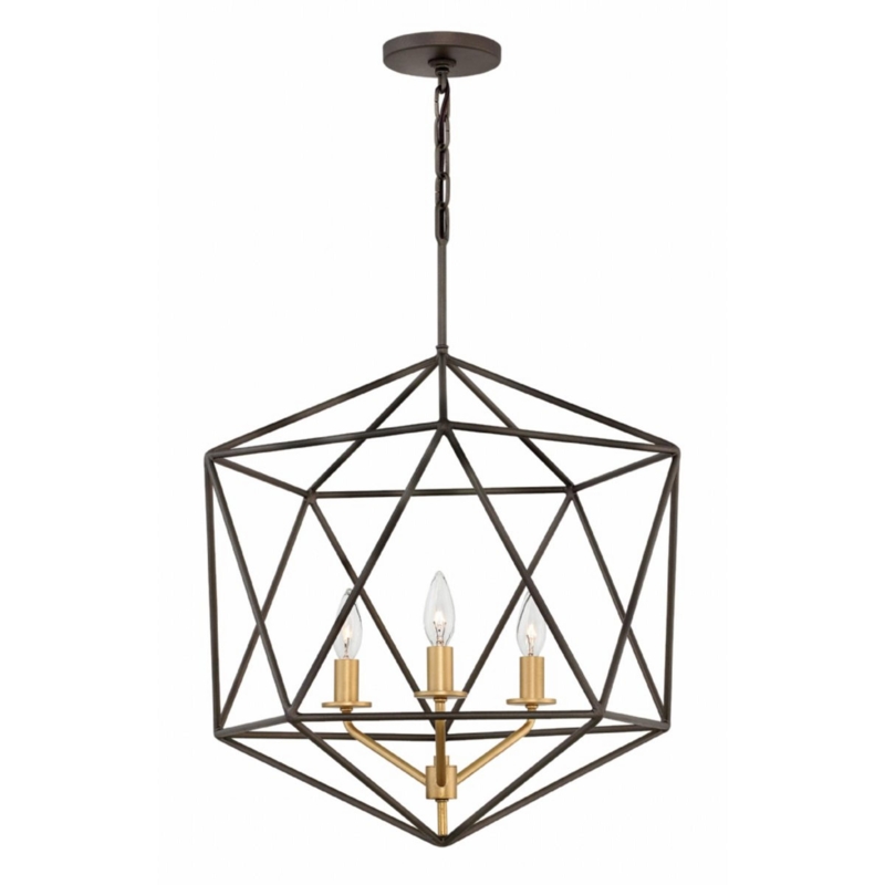 Chandelier Faceted Silhouette Two-Tone Bronze Gold Transitional