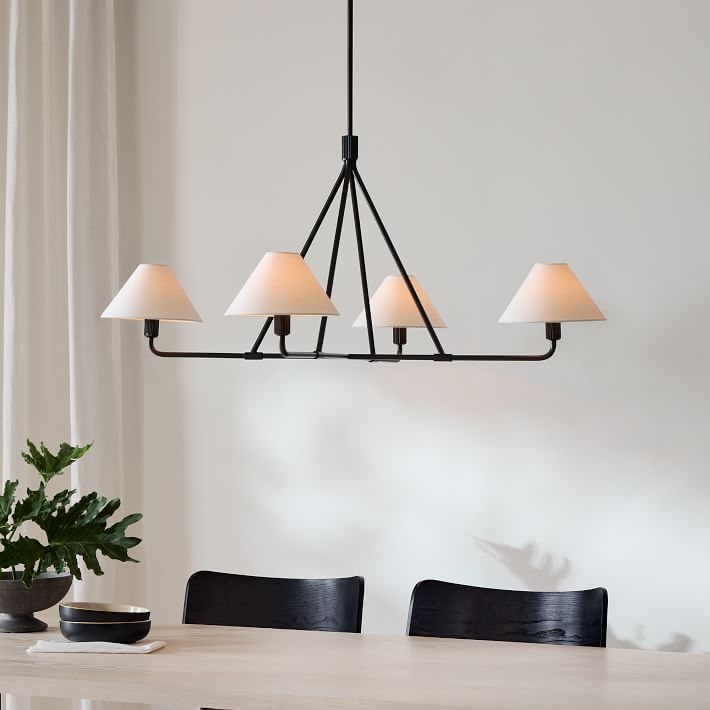 Chandelier Fifteen Light Tiered Design Linen Shades Grand Scale Modern