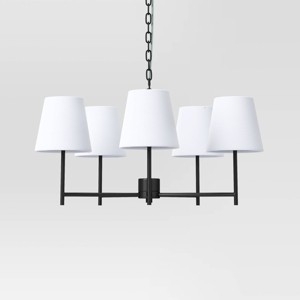 Chandelier Five Arm Spread Cone Shades Industrial Matte Finish Light