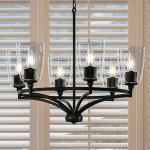 Chandelier Flat Band Hoop Midnight Black Eight Light Minimalist
