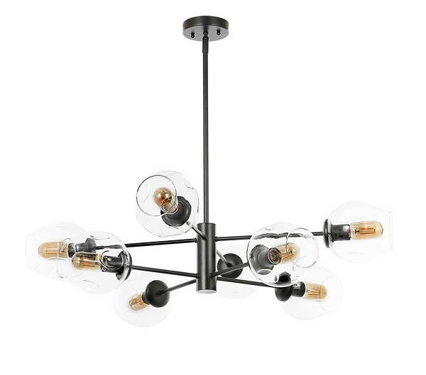 Chandelier Four Light Polished Gold Curved Arms Minimalist