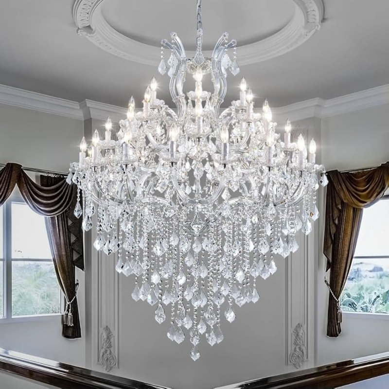 Chandelier Four-Tiered Chrome Finish Grand Foyer Crystal