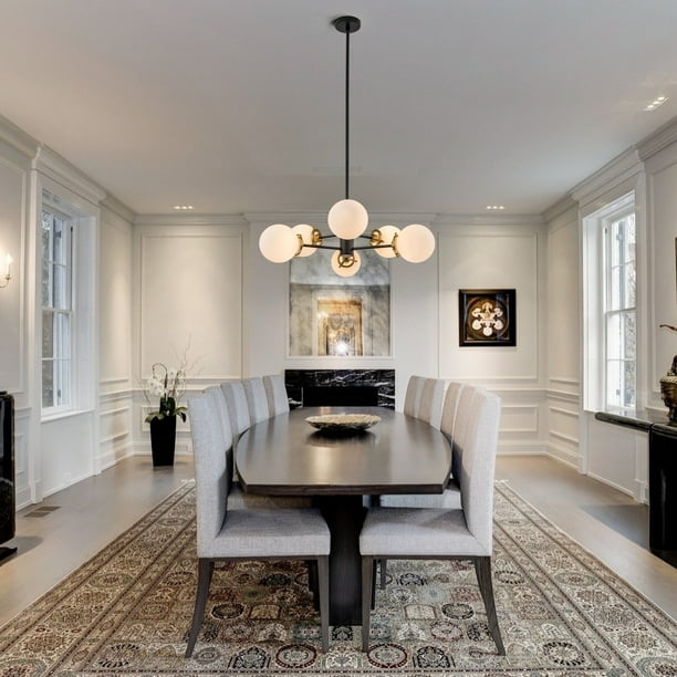 Chandelier Frosted Glass Globes, Six-Light Modern Sputnik Pendant