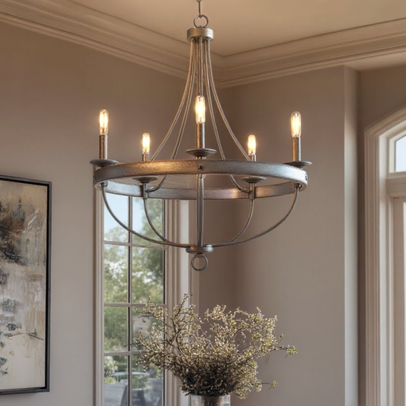 Chandelier Galvanized Steel Drum Candelabra Lights Farmhouse Industrial