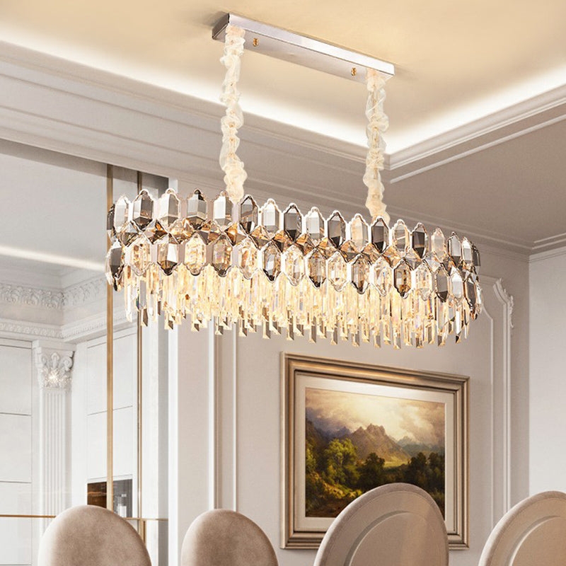 Chandelier Geometric Gold Plated Frame Amber Toned Crystals Glam