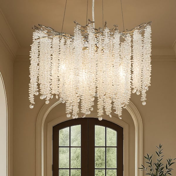 Chandelier, Glam Branch Style with Crystal Shards