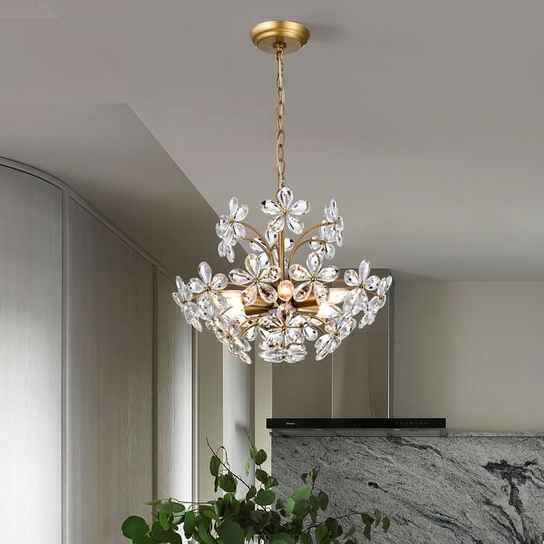 Chandelier Glam Brushed Finish with Glass Flower Petals