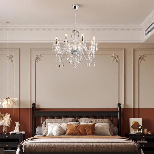 Chandelier: Glam Crystal Raindrop Tiered Design in Polished Silver